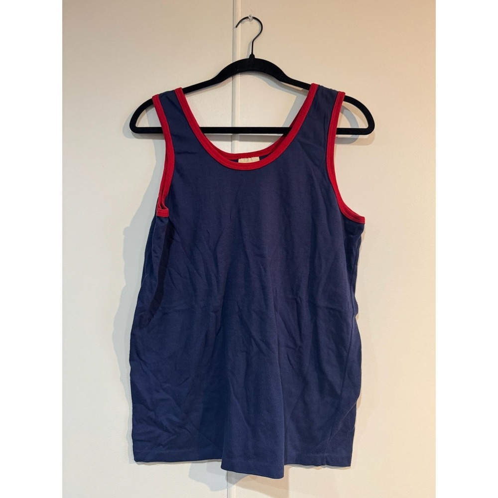 Vintage Kings Road Tank Top Shirt Mens Small Blue Red Ringer Trim USA 70s 80s